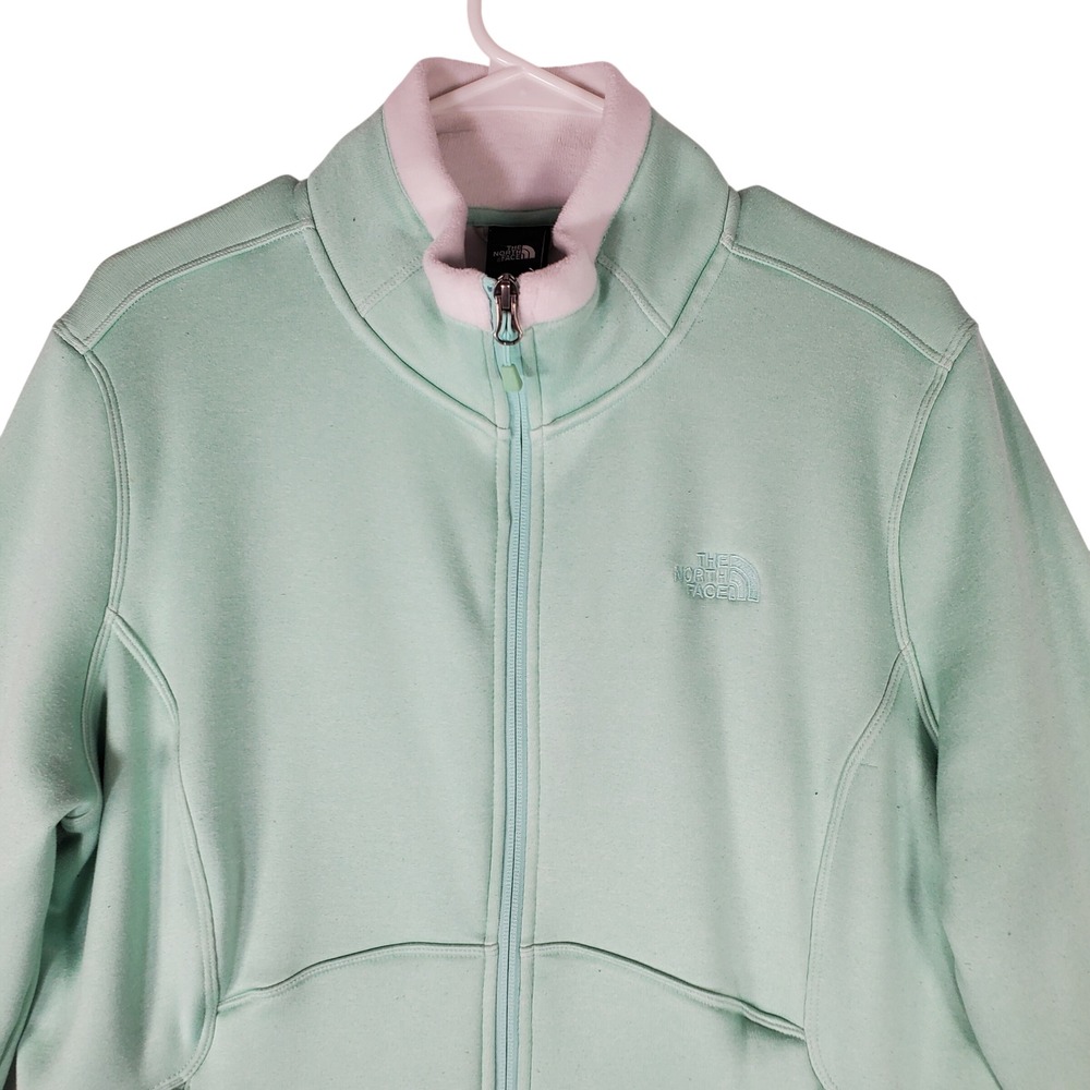 The North Face Womens XL Mint Green Full Zip Fleece Jacket Mock Neck QF 871654